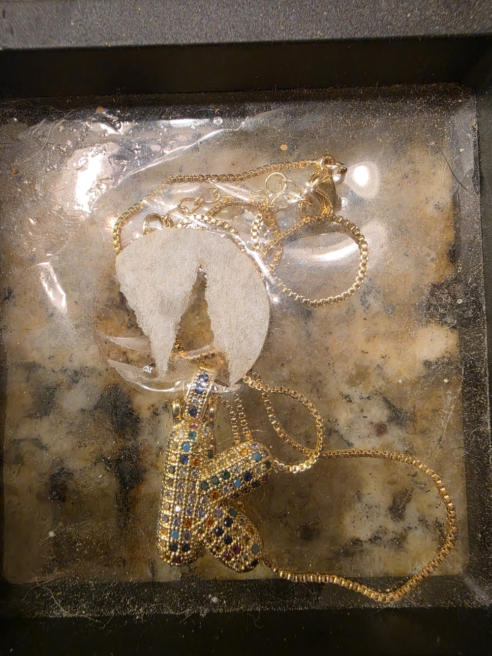 Gold Multicolor Pavé Initial 'K' Necklace - Women Jewelry